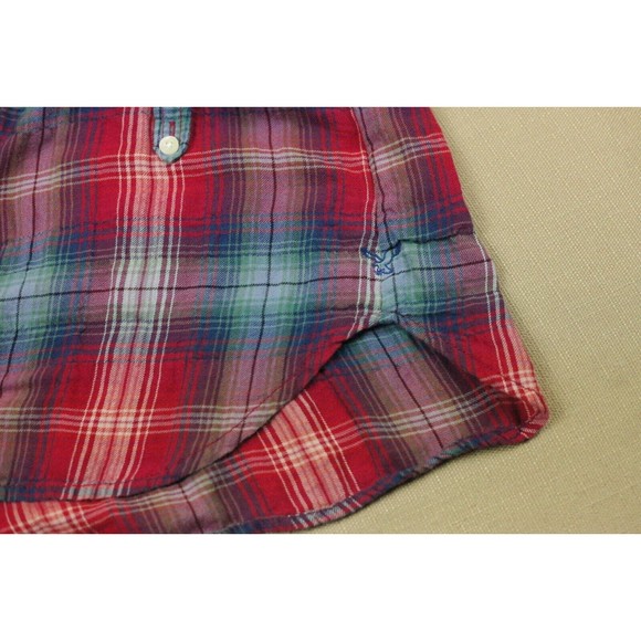 American Eagle AEO Womens Sz 10 Ruched Front Tunic Blouse Long Sleeve Plaid - Picture 7 of 12